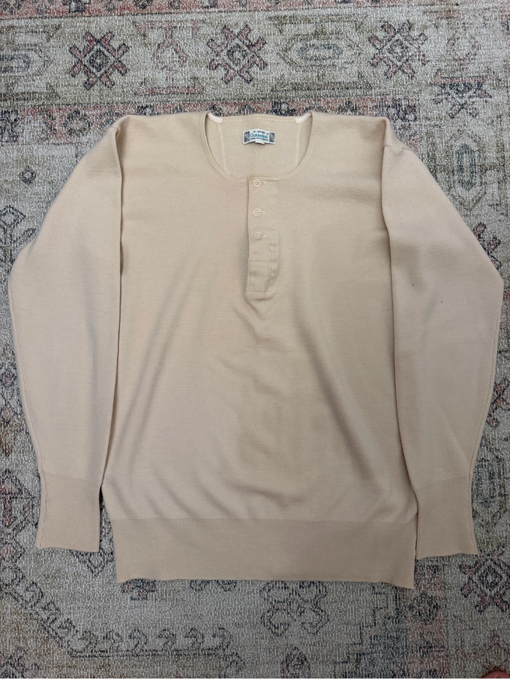 Vintage Goldenknit Cheil Wool 100% Henley Sweater